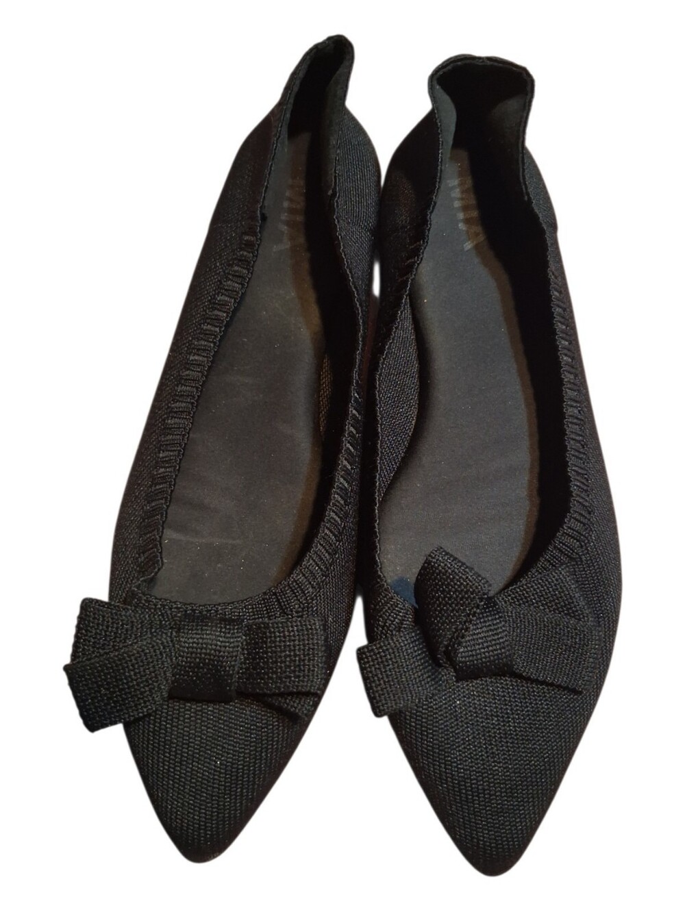 MIA Amore Pointed Toe Knit Bow Ballet Flats Black Size 8.5